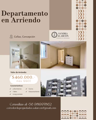 Departamento en Arriendo 3D-1B-1E Collao, Concepción
