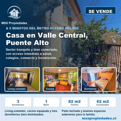Casa 3 Dorm Quincho Valle Central Metro Sotero Puente Alto