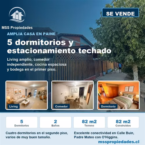 Gran casa en venta de 5D/2B en Paine