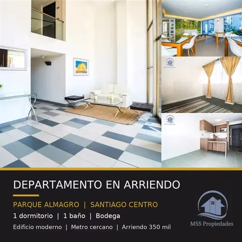 Arriendo Depto 1D 1B + Bodega | Metro Parque Almagro