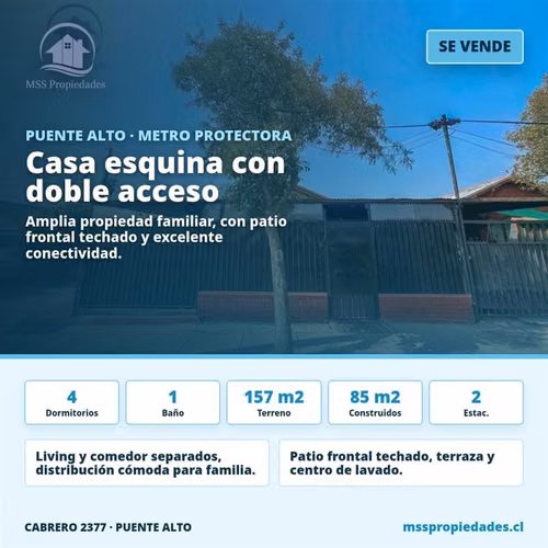 Casa esquina 4D1B Metro protectora dela infancia 2 Estac.