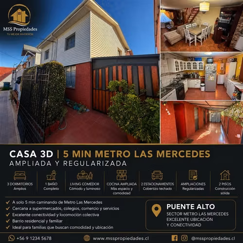 Casa 3D 5 Min Metro Las Mercedes Ampliada y Regularizada