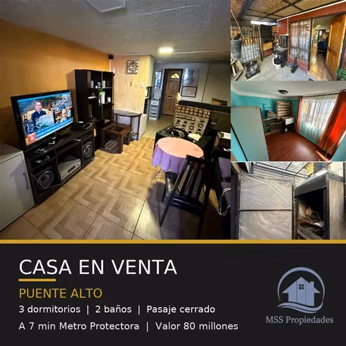 Casa 3D2B ampliada a 7 min Metro Protectora Puente Alto