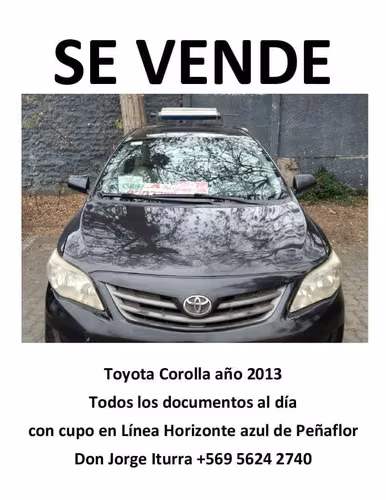 Se vende Toyota Corolla con derechos