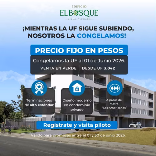 Se vendedepartamentos nuevos en Villa Alemana
