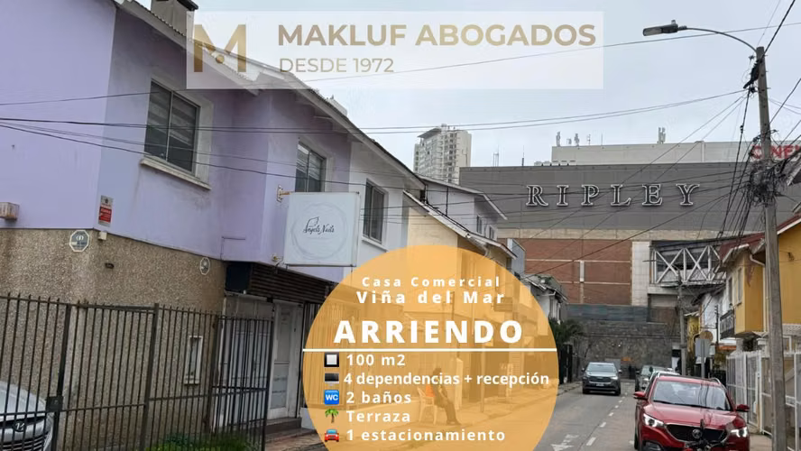 Amplia propiedad comercial en arriendo, a pasos de Mall Marina, Viña del Mar