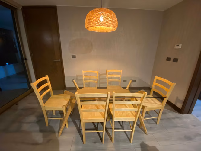 Mesa de vidrio moderna + juego de sillas