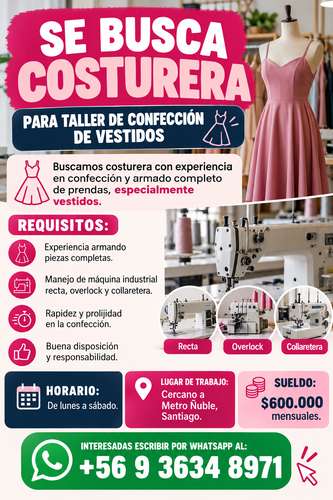 Costurera con experiencia en maquinas industriales