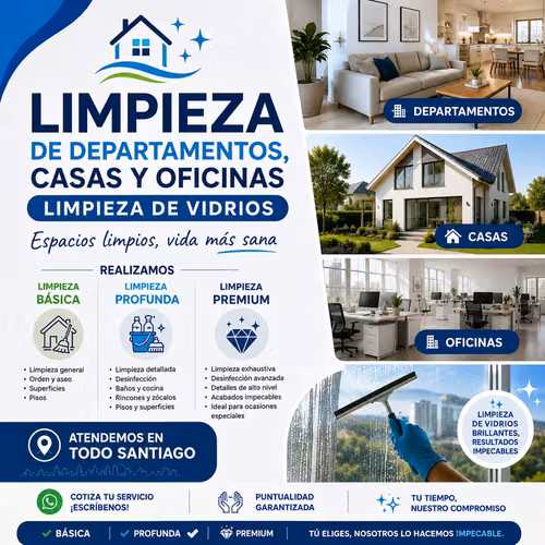Limpieza profunda de casas y departamentos en Santiago