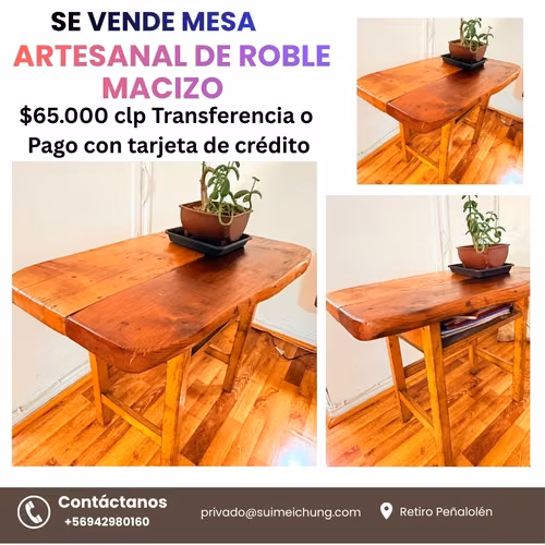 Mesa Artesanal de Roble Macizo – Madera del Sur