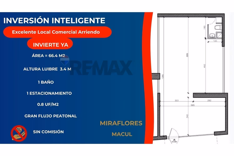 Tu local comercial en macul 66.4 mt2
