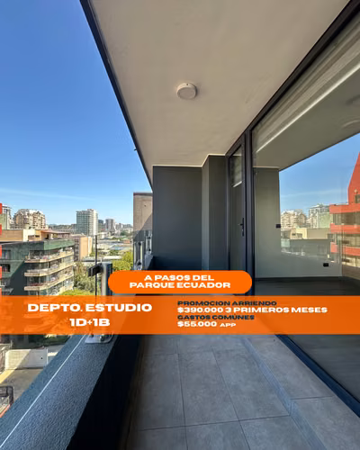 PROMO 3 PRIMEROS MESES Depto Estudio Edificio Fibra - A pasos Parque Ecuador