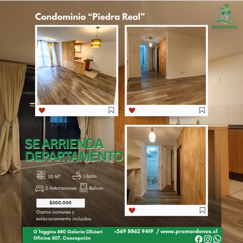 SE ARRIENDA DEPARTAMENTO EN CONDOMINIO PIEDRA REAL CONCEPCIÓN