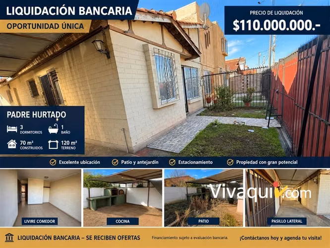Casa en venta de 3 dorm. en Padre Hurtado