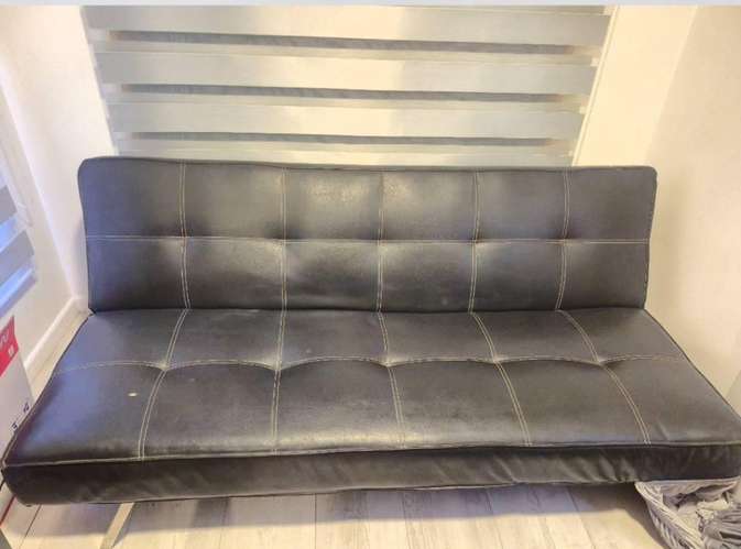 Sofá Cama Ecocuero negro - Imagen 2