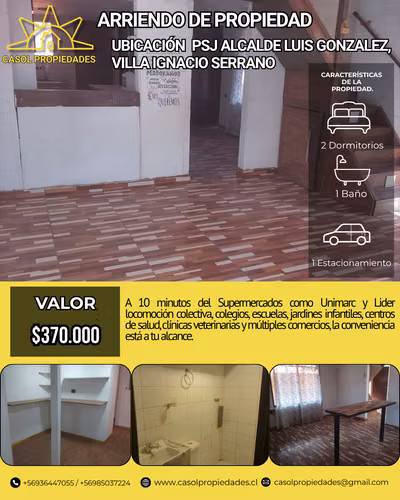 Arriendo de Propiedad ubicado Alcalde Luis Gonzalez Lampa