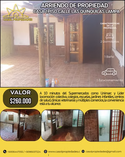 Propiedad en Arriendo Las Quinquilas, Comuna de Lampa