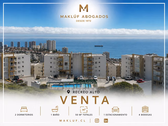 Departamento 2 dormitorios en venta, Condominio 7 Mares, Recreo,  Viña del Mar