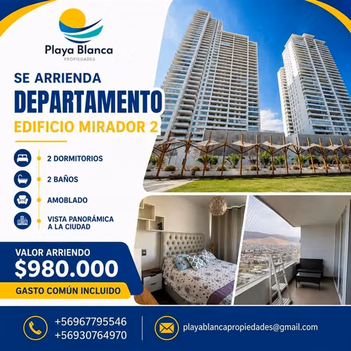 Departamento en arriendo de 2 dormitorios en en Iquique