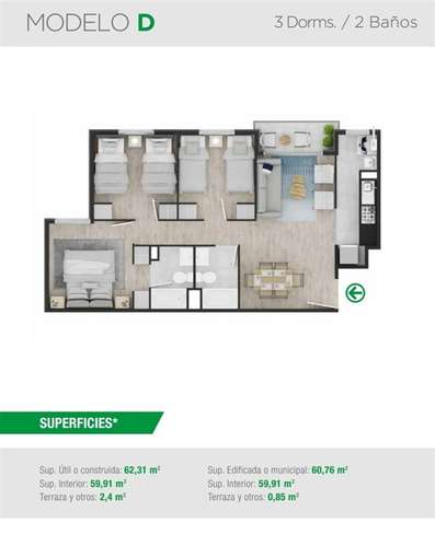 Ariendo dpto. 3 dormitorios en Torreones, Concepción - Imagen 16