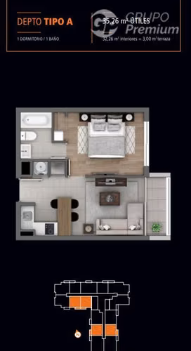 Departamento 1D/1B 35 M2 en arriendo en La Cisterna