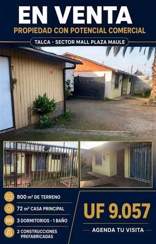 Propiedad de 800 m con potencial comercial en Talca