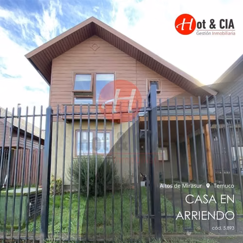 Casa en arriendo de 4 dorm. en Temuco, Altos de Mirasur.