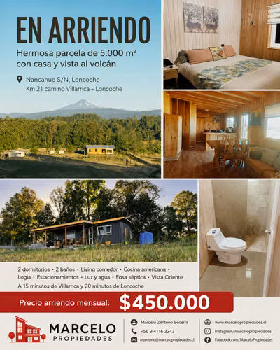 Se arrienda casa en parcela de 5.000 m² con vista al volcán, a minutos de Villarrica - Imagen 2