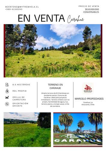 Terreno de 8,5 Hectáreas en Carahue | Rol Propio | Excelente Inversión
