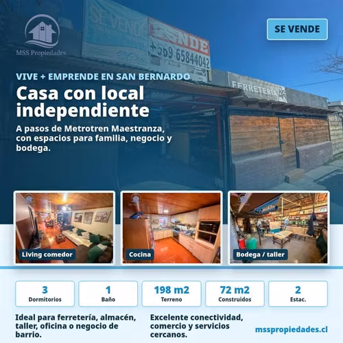 Casa con local comercial Gran terreno Metrotren maestranza
