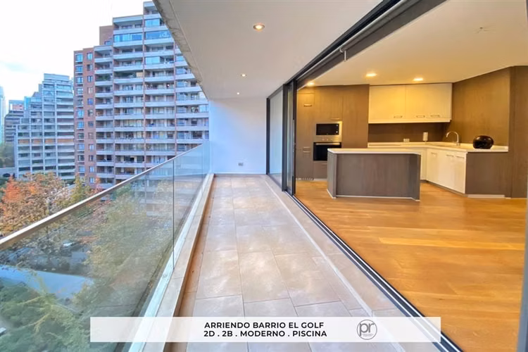 Arriendo El Golf, depto moderno de 2 dorm. amenities