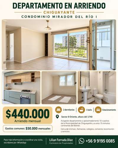 CHIGUAYANTE   DEPARTAMENTO EN ARRIENDO   CONDOMINIO MIRADOR DEL RIO I (ALTURA OCHO ORIENTE 1700)