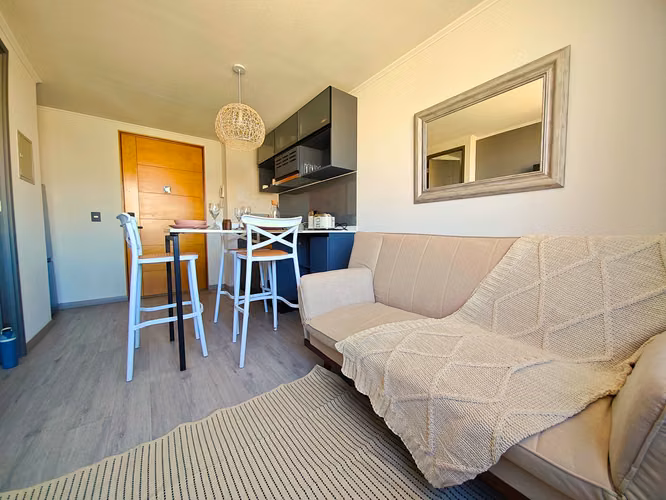 ARRIENDO AMOBLADO DEPTO 1 DORMITORIO 1 BAÑO