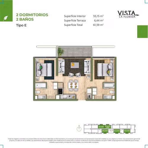 Arriendo depto. 2d 2b estacionamiento y bodega Av La Florida