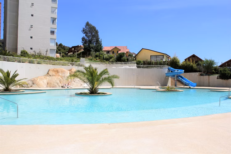 Moderno departamento en Reñaca increíble vista, piscinas con toboganes