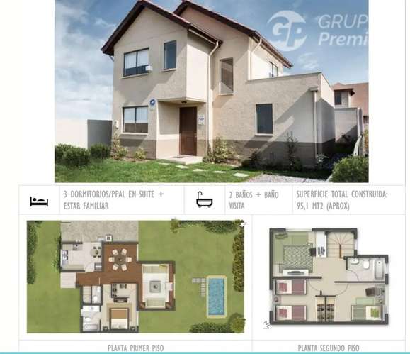 Casa en arriendo de 3D 3B en Cond San Ignacio. Padre Hurtado