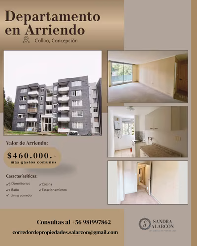 Departamento en Arriendo 3D-1B-1E Collao, Concepción