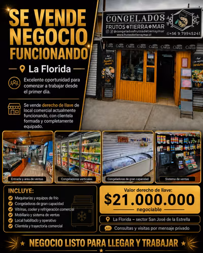 SE VENDE DERECHO DE LLAVE – NEGOCIO FUNCIONANDO EN LA FLORIDA