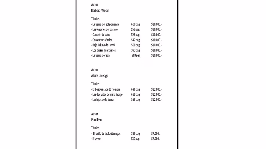 Lista de "Libros usados originales en excelente estado"