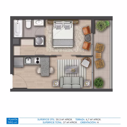 1 DORMITORIO Y 1 BAÑO MAS BODEGA METRO SAN ALBERTO HURTADO - Imagen 12