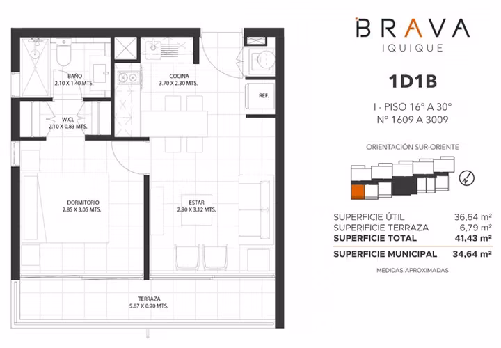 Cesión Depto 1D+1B Piso 29 | Edificio Brava Iquique - Imagen 14