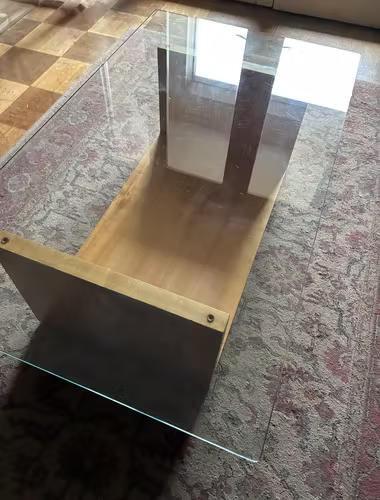 Mesa de centro madera maciza/vidrio templado. Entrega a domicilio SIN COSTO en RM