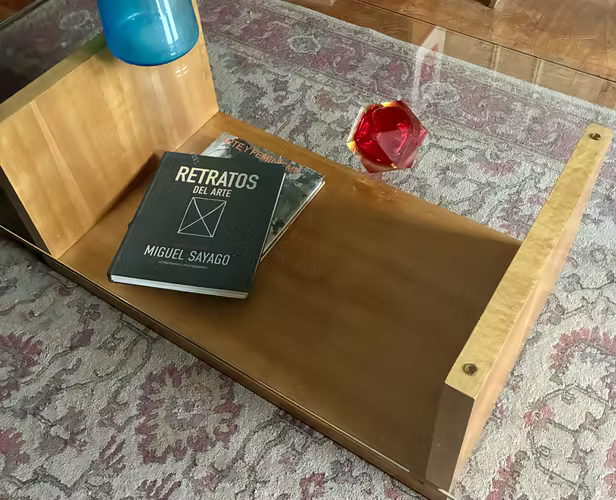 Mesa de centro madera maciza/vidrio templado. Entrega a domicilio SIN COSTO en RM