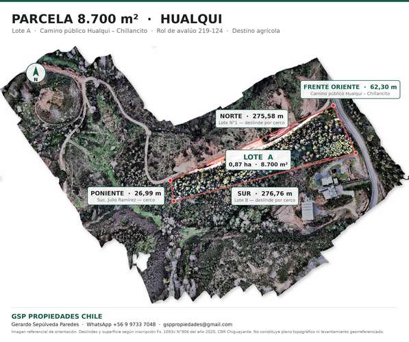SE VENDE TERRENO 8700 MTS2 HUALQUI (180602)