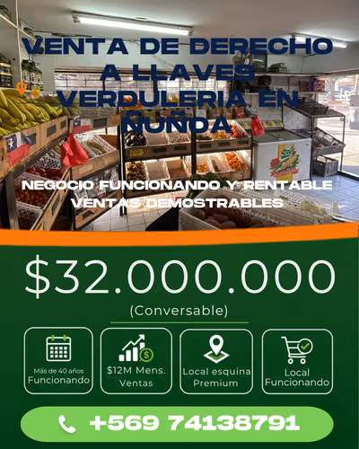 Venta derecho llaves verduleria en Ñuñoa