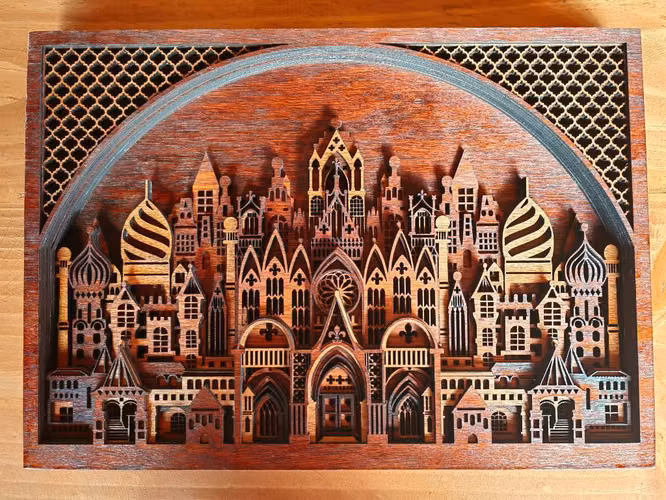 Cuadros de madera milticapas, Grabados en madera