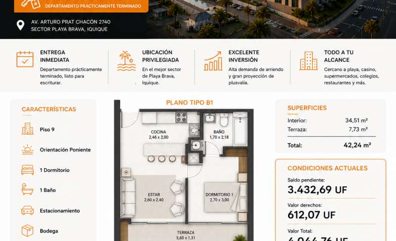 OPORTUNIDAD CESIÓN DE DERECHOS (REBAJADO) | 1D+1B - Imagen 6