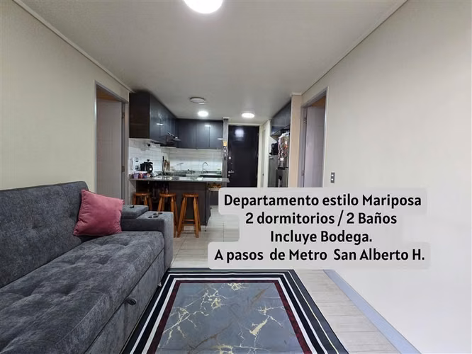 Departamento en arriendo de 2 dorm, Bod. Metro San A.H.
