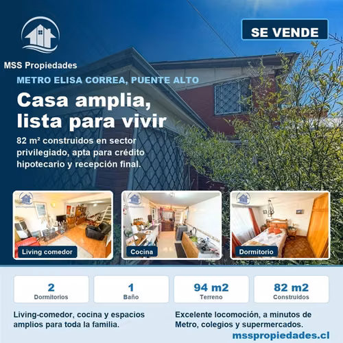 Casa 2 Dorm Metro Elisa Correa Puente Alto