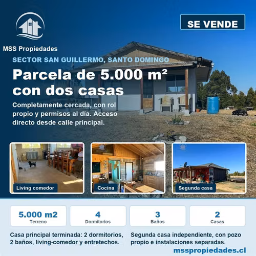 Parcela 5000m2 2 Casas Pozo Propio Santo Domingo